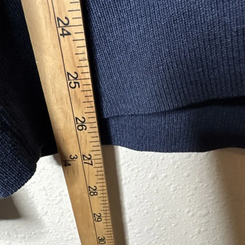 Banana Republic Blue Striped V-Neck Silk Cashmere Nylon Sweater Mens Size Medium